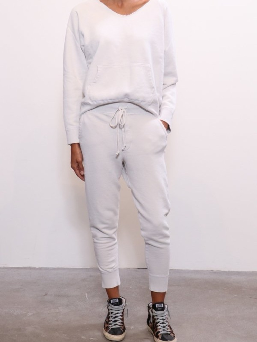 Nili Lotan French Terry drawstring sweatpants in chalk size Xl